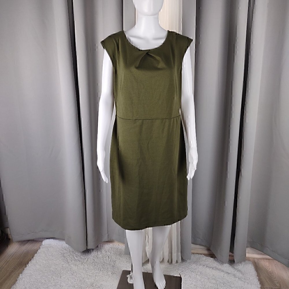Merona Women's Olive Green Sleeveless, Zipper in Back Dress Size Large - Picture 1 of 11